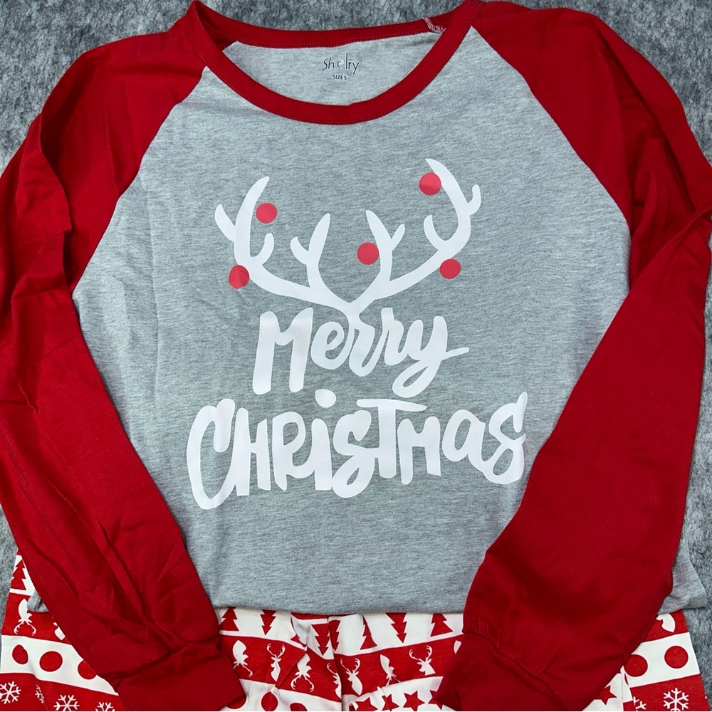 Christmas Men’s Loungewear Pajama Set Reindeer Antlers Size Small